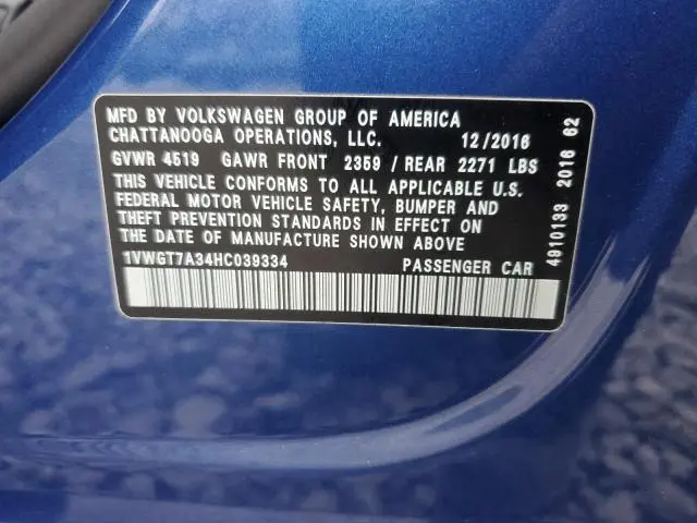 2017 VOLKSWAGEN PASSAT SE  