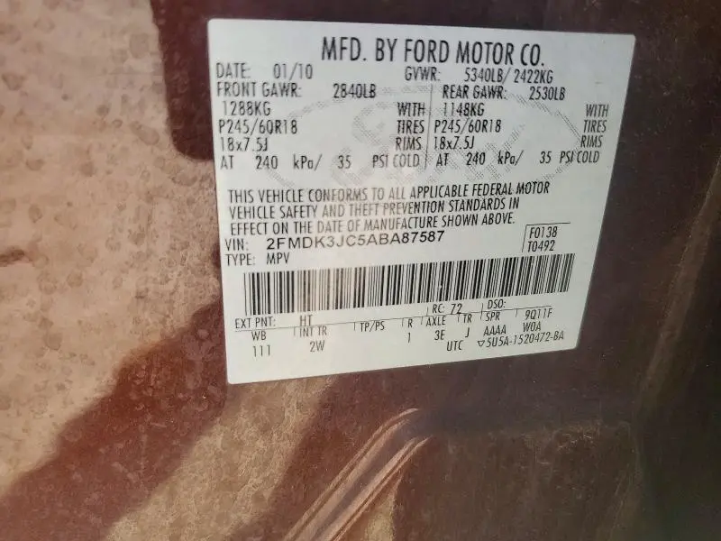 2010 FORD EDGE SEL  