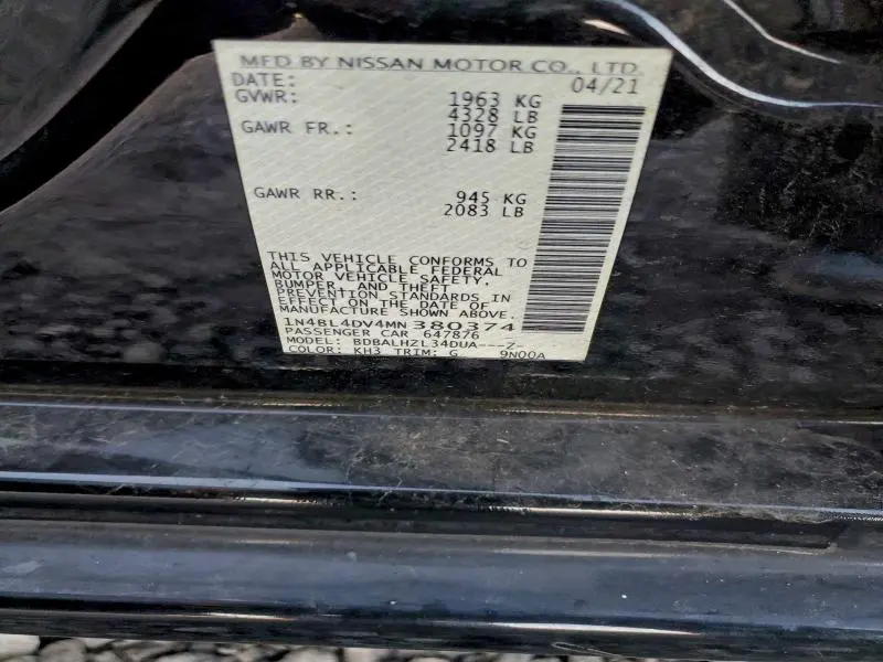 2021 NISSAN ALTIMA SV  