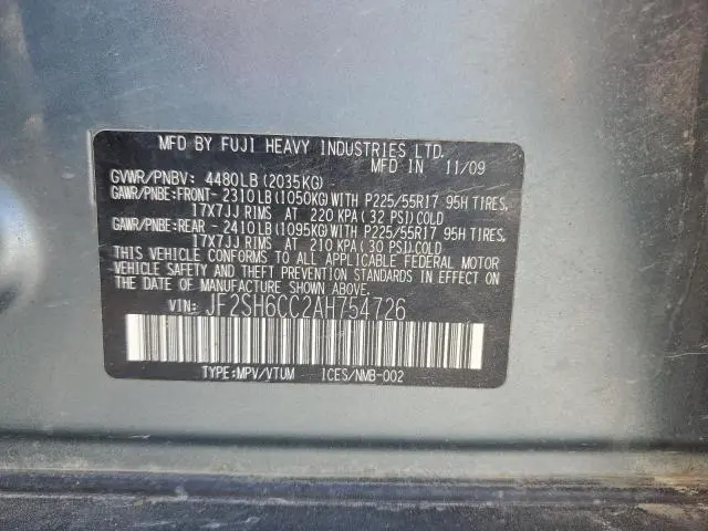 2010 SUBARU FORESTER 2.5X PREMIUM  