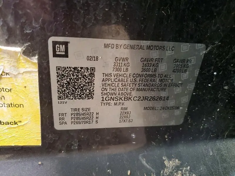 2018 CHEVROLET TAHOE K1500 LT  