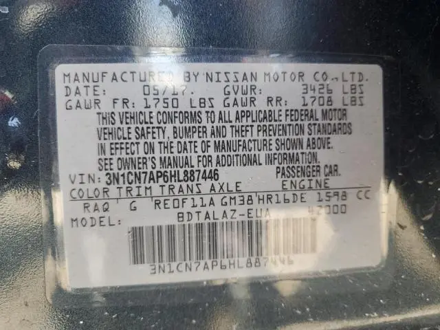 2017 NISSAN VERSA S  