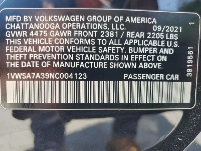 2022 VOLKSWAGEN PASSAT SE  