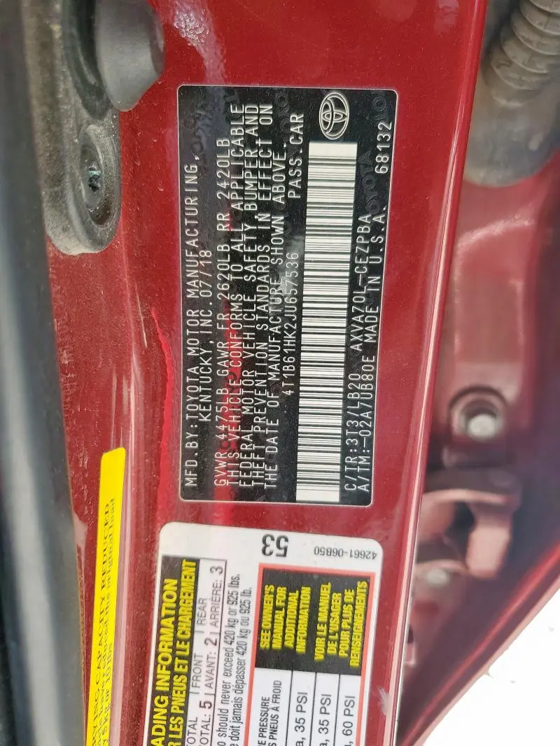 2018 TOYOTA CAMRY XSE  