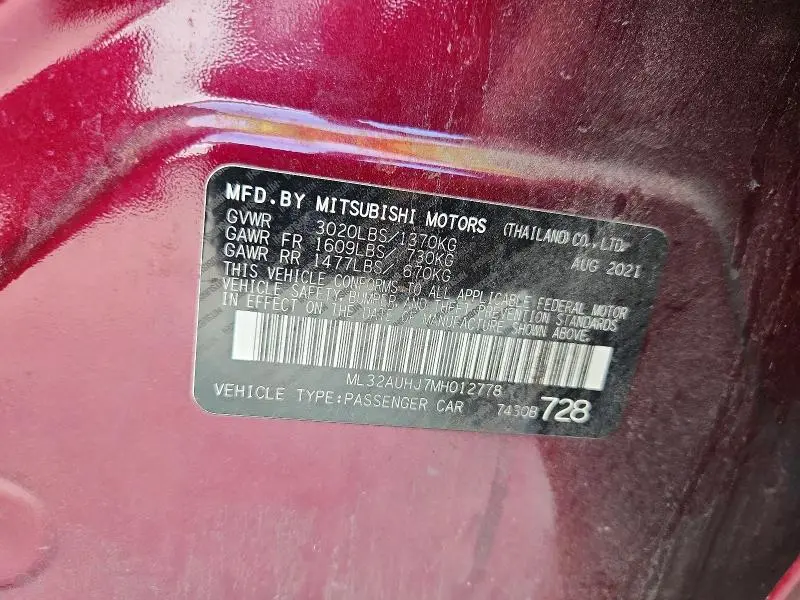 2021 MITSUBISHI MIRAGE ES  