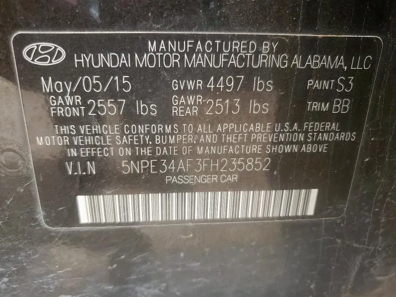 2015 HYUNDAI SONATA SPORT  