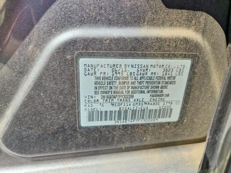 2015 NISSAN SENTRA S  