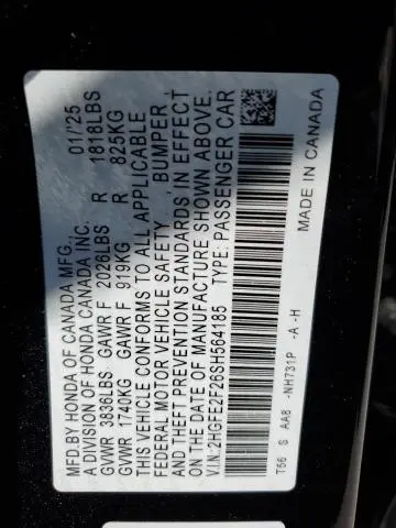 2025 HONDA CIVIC LX  