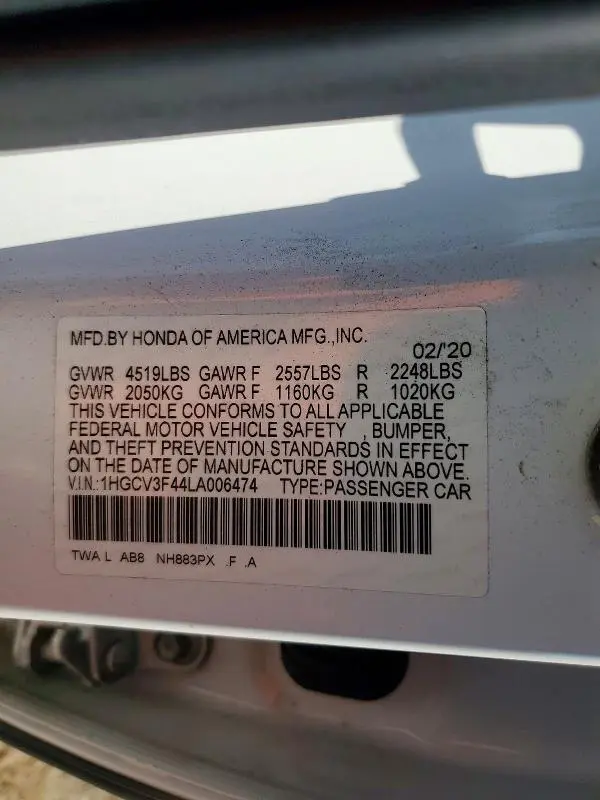 2020 HONDA ACCORD HYBRID EX  