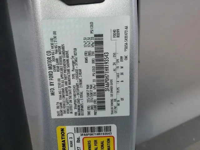 2017 FORD FUSION SE  