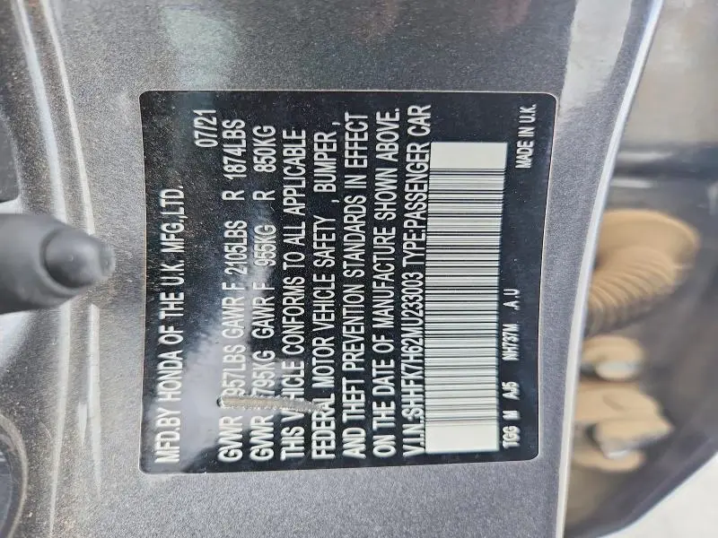 2021 HONDA CIVIC EX  