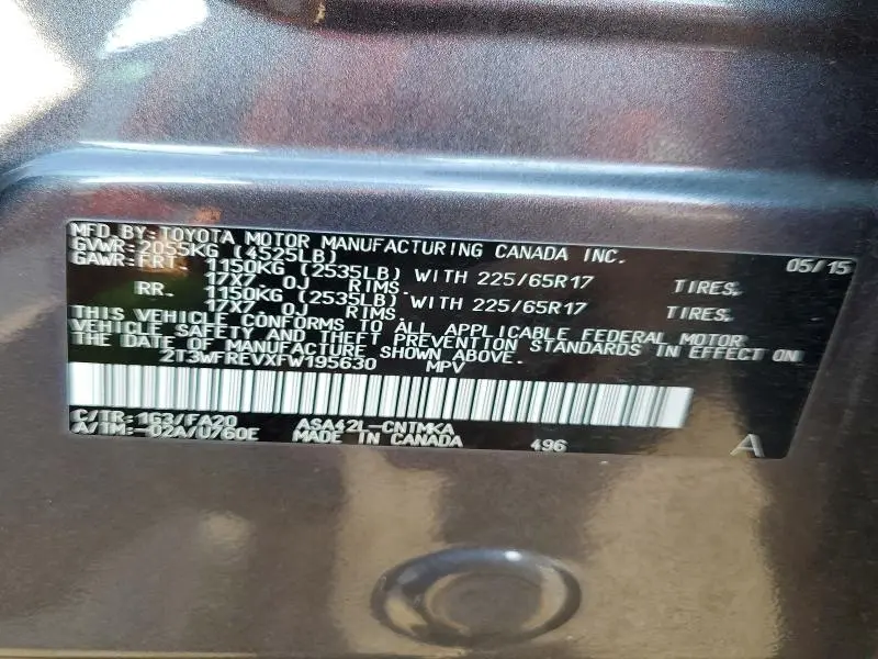 2015 TOYOTA RAV4 XLE  