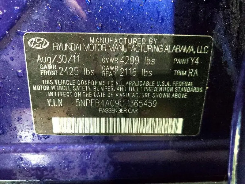 2012 HYUNDAI SONATA GLS  