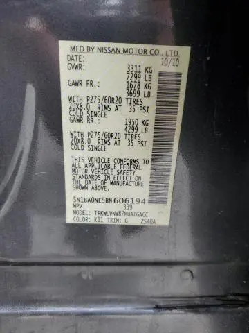 2011 NISSAN ARMADA PLATINUM  