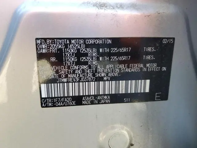 2015 TOYOTA RAV4 XLE  