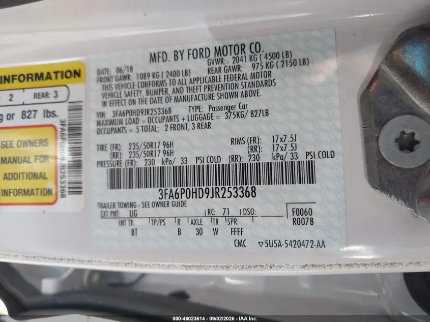 2018 FORD FUSION SE