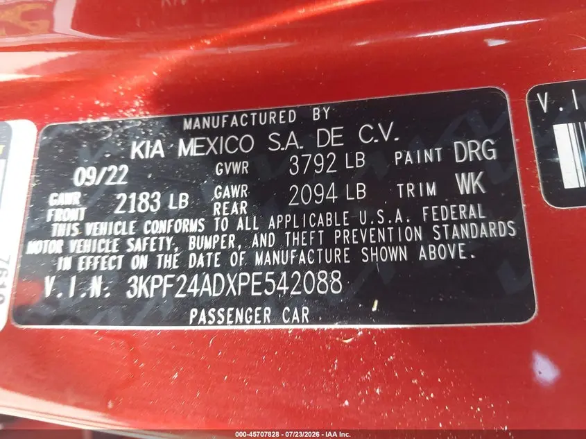 2023 KIA FORTE LXS