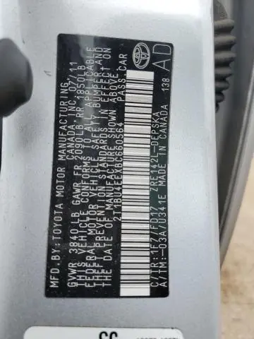 2011 TOYOTA COROLLA BASE  