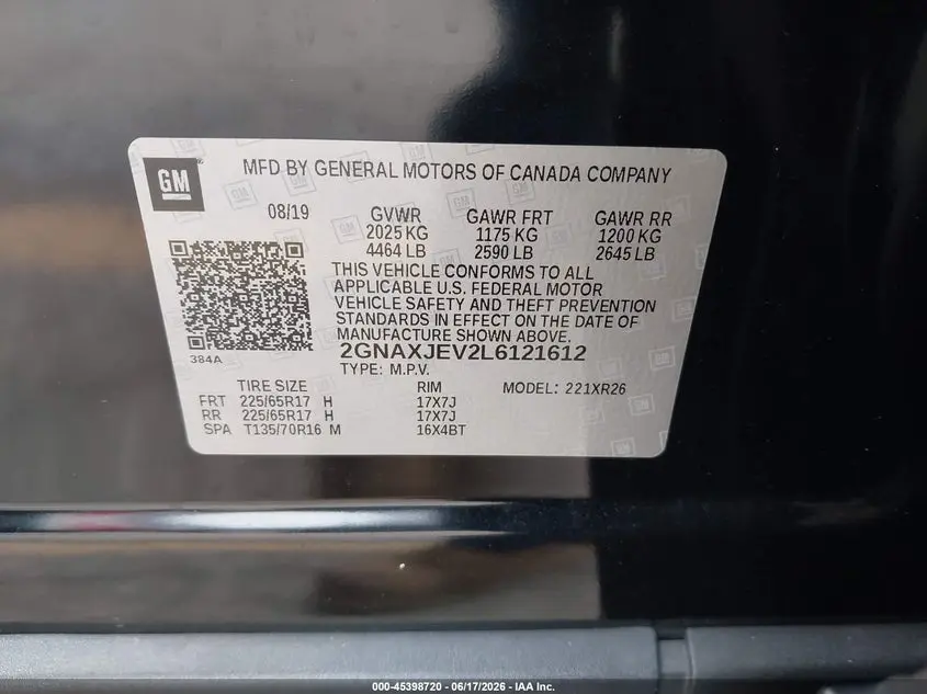 2020 CHEVROLET EQUINOX FWD 2FL