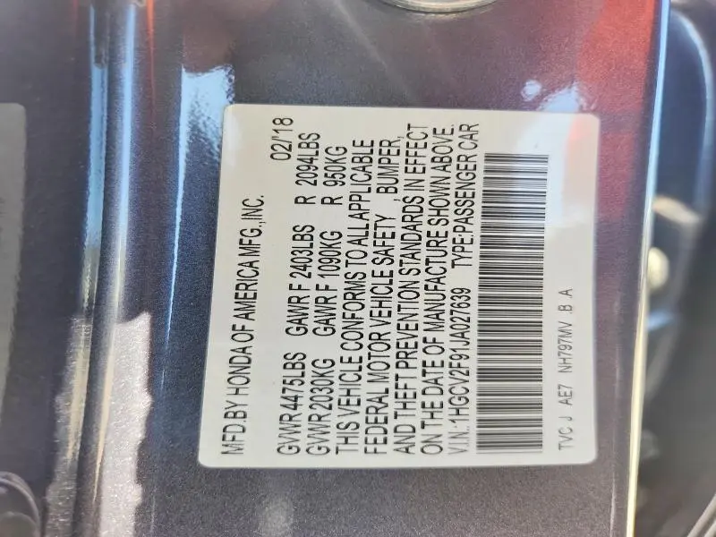2018 HONDA ACCORD TOURING  