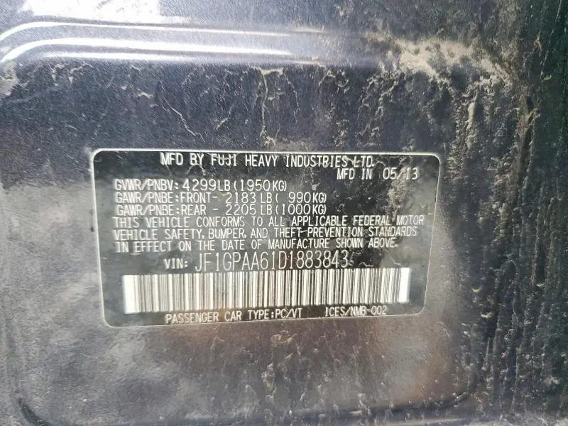 2013 SUBARU IMPREZA   