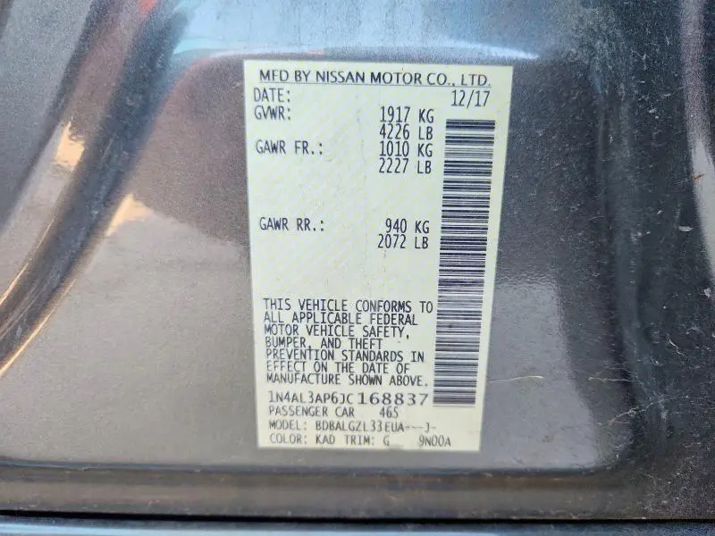 2018 NISSAN ALTIMA 2.5 S  