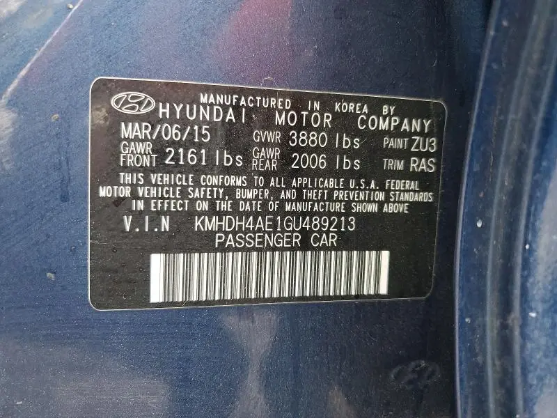 2016 HYUNDAI ELANTRA SE  