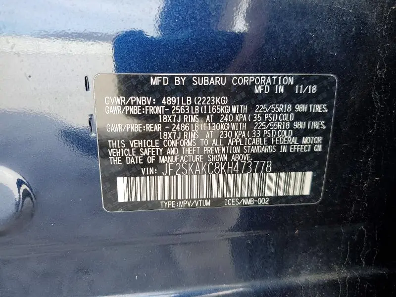 2019 SUBARU FORESTER SPORT  