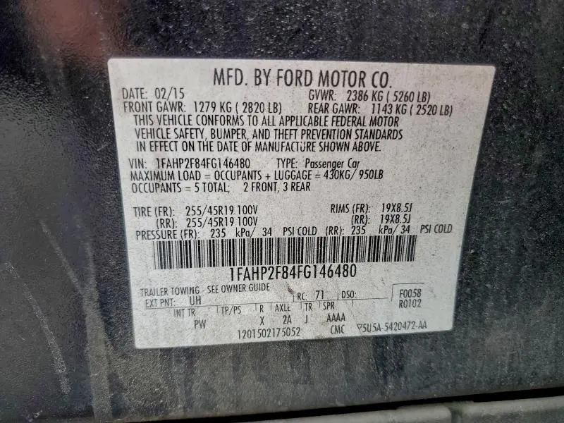 2015 FORD TAURUS LIMITED  