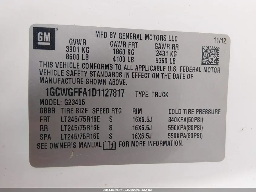 2013 CHEVROLET EXPRESS 2500 WORK VAN