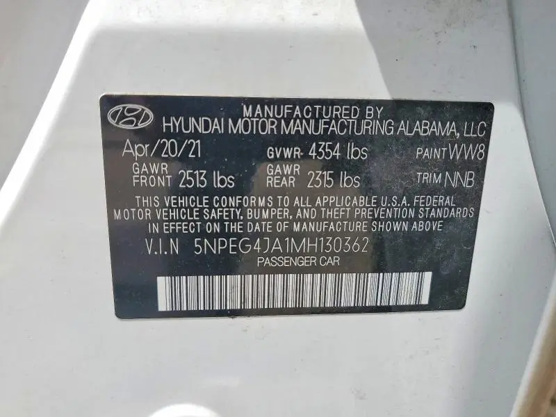 2021 HYUNDAI SONATA SE  