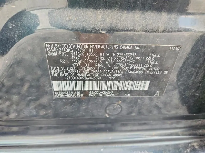 2011 TOYOTA RAV4 LIMITED  