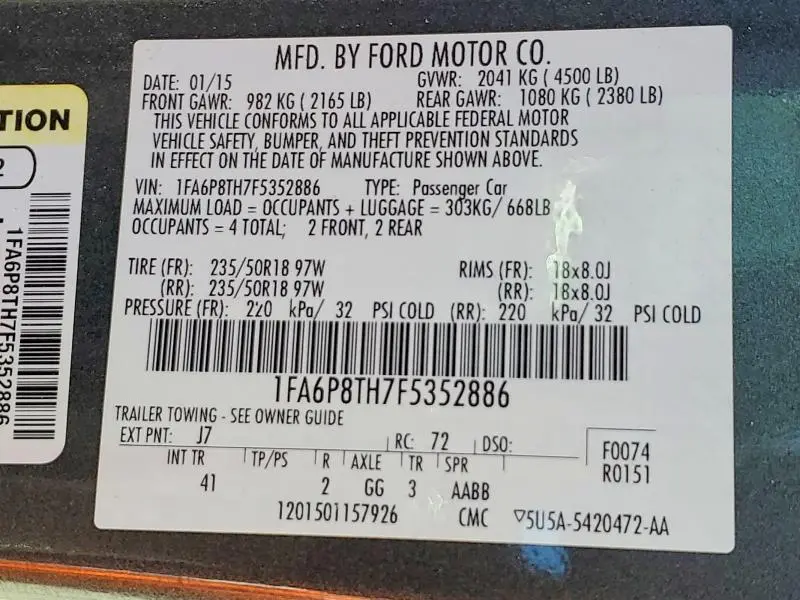 2015 FORD MUSTANG   