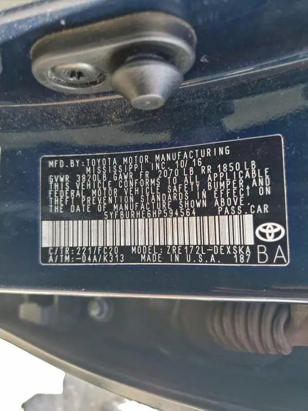 2017 TOYOTA COROLLA L  