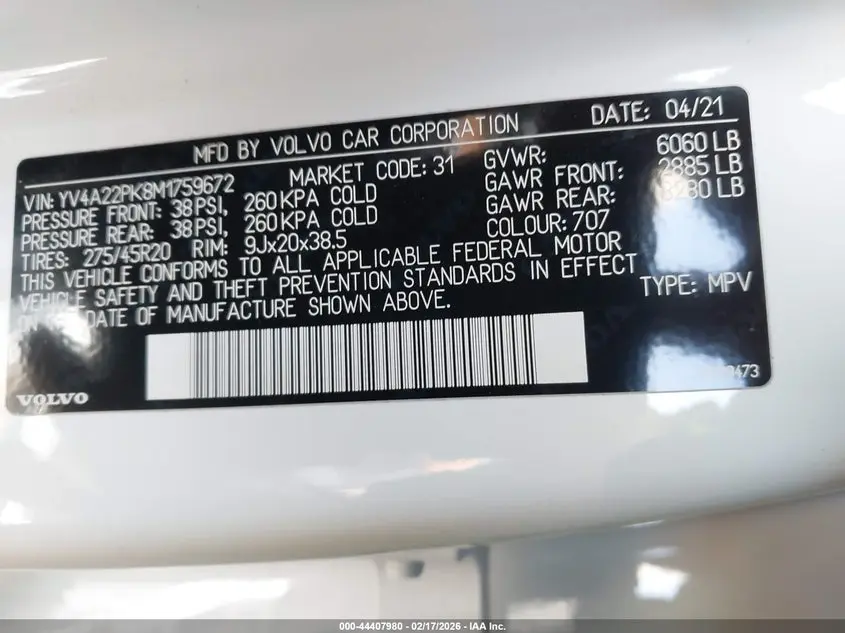 2021 VOLVO XC90 T6 MOMENTUM 7 PASSENGER