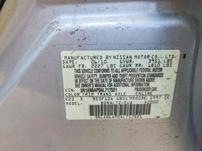 2010 NISSAN SENTRA 2.0  
