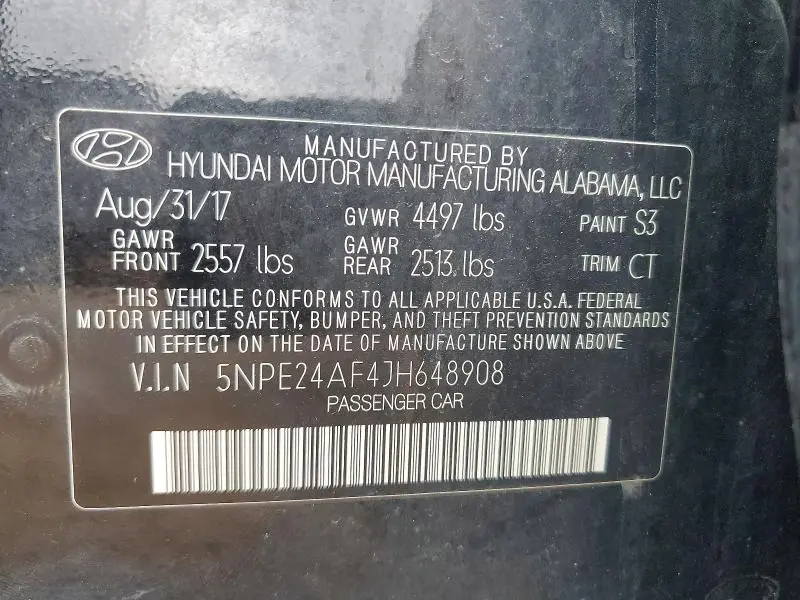 2018 HYUNDAI SONATA SE  