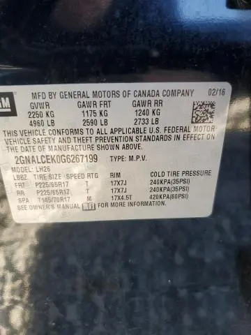 2016 CHEVROLET EQUINOX LT  