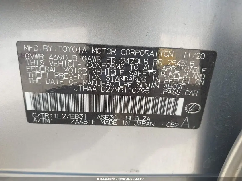2021 LEXUS IS 300  