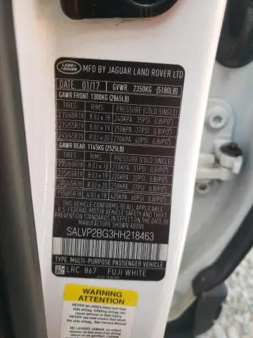 2017 LAND ROVER RANGE ROVER EVOQUE SE  