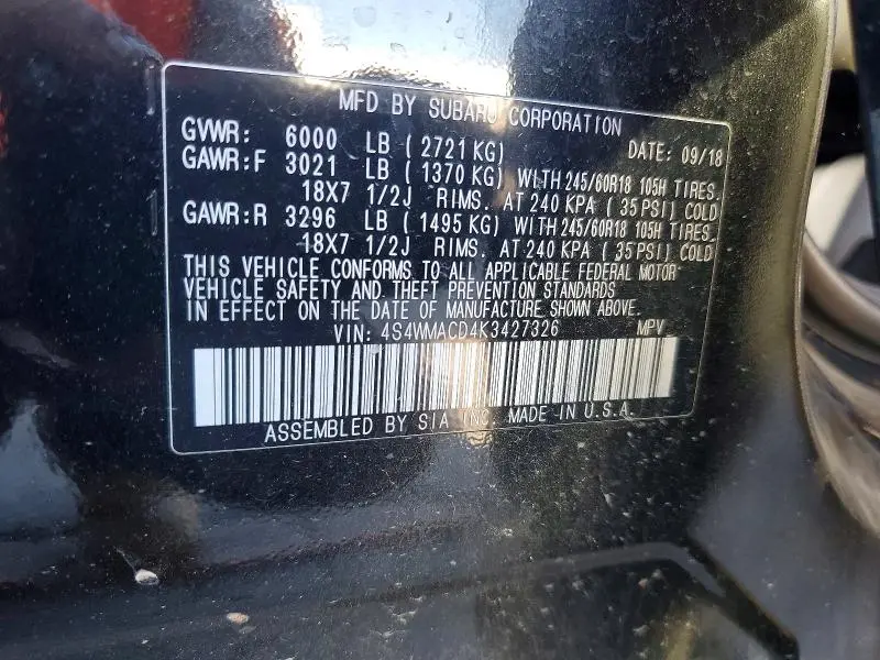2019 SUBARU ASCENT PREMIUM  