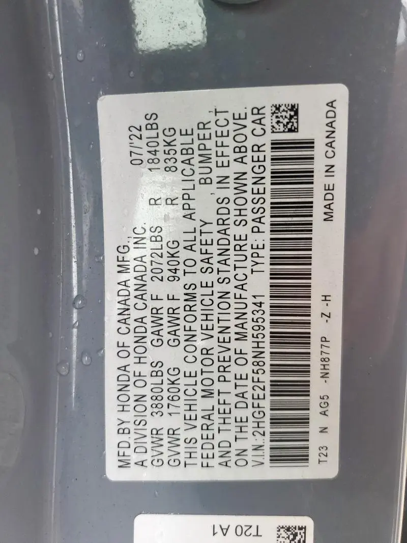2022 HONDA CIVIC SPORT  