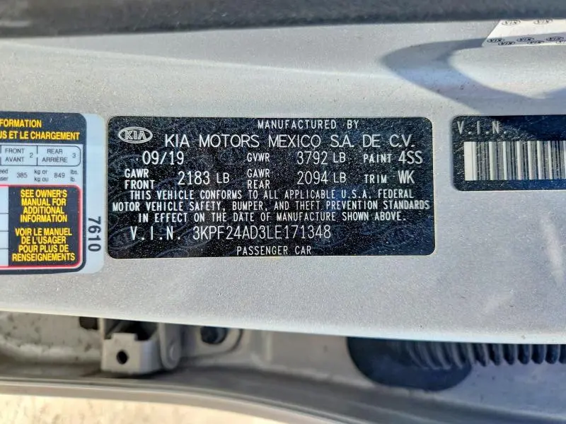 2020 KIA FORTE LXS  