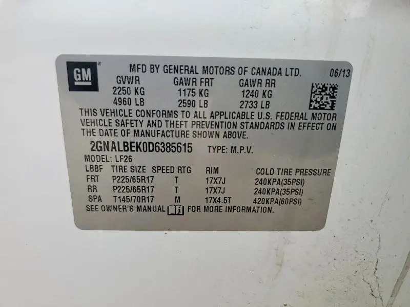 2013 CHEVROLET EQUINOX LS  