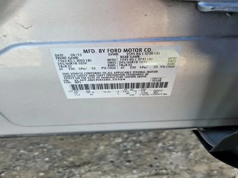 2016 LINCOLN MKX SELECT  