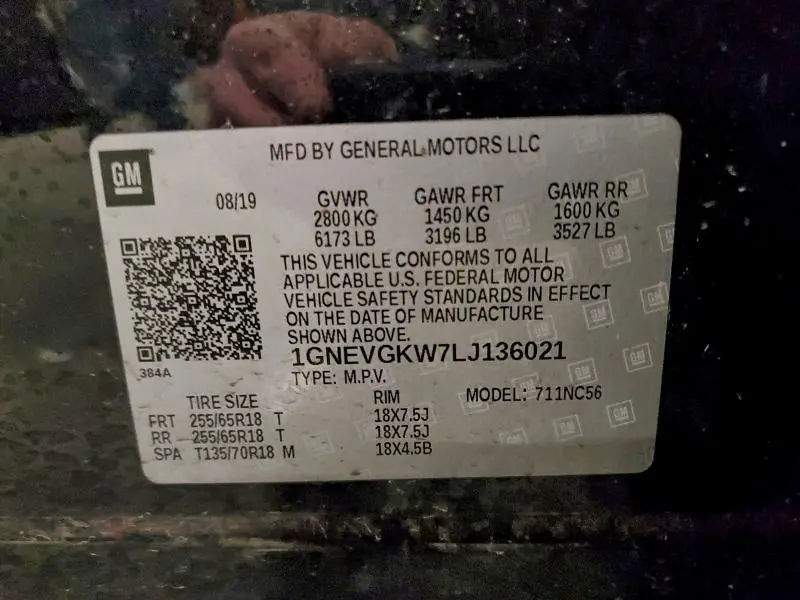 2020 CHEVROLET TRAVERSE LT  