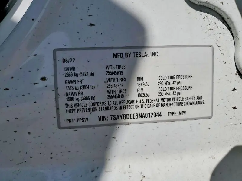2022 TESLA MODEL Y   