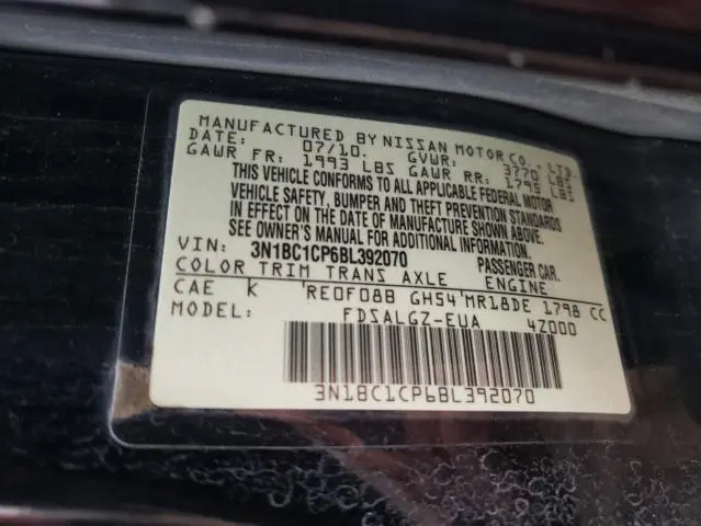 2011 NISSAN VERSA S  