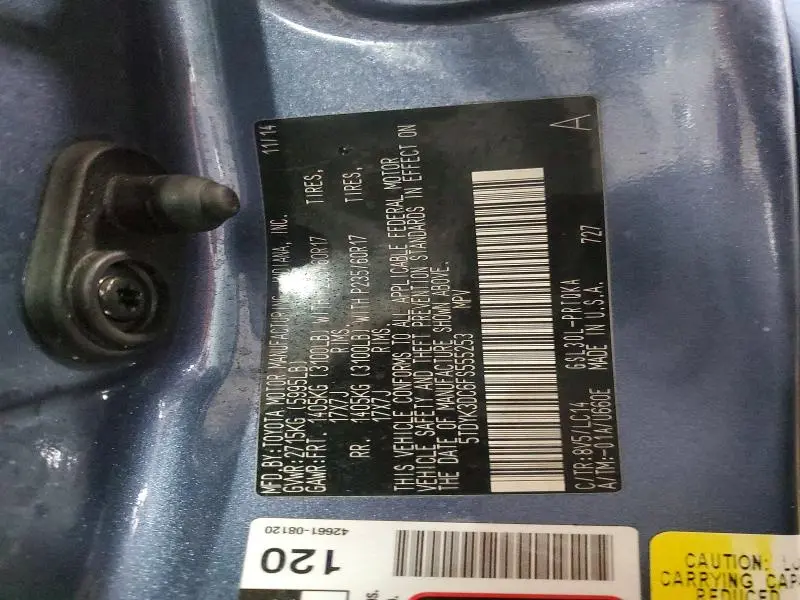 2015 TOYOTA SIENNA XLE  