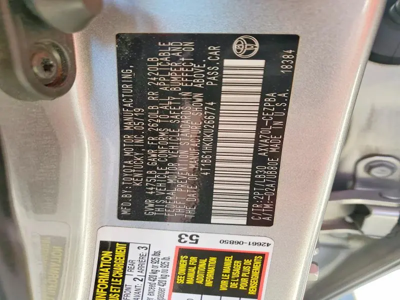 2019 TOYOTA CAMRY XSE  